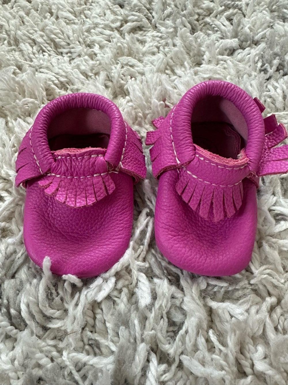 Freshly Picked Baby Classic Moccasins in Bright Pink